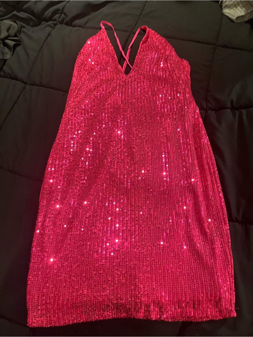 Bozzolo Hot Pink Sequin Mini Dress